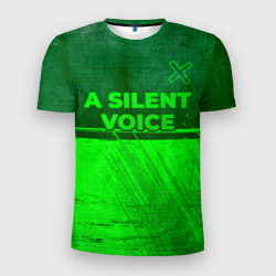 Мужская футболка 3D Slim A Silent Voice - green gradient посередине