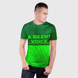 Мужская футболка 3D Slim A Silent Voice - green gradient посередине - фото 2
