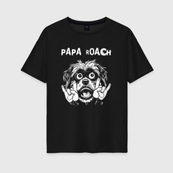 Женская футболка хлопок Oversize Papa Roach rock dog
