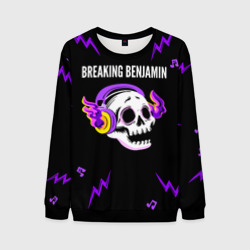 Мужской свитшот 3D Breaking Benjamin неоновый череп