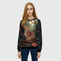 Женский свитшот 3D Кот с оливковыми глазами - фото 2