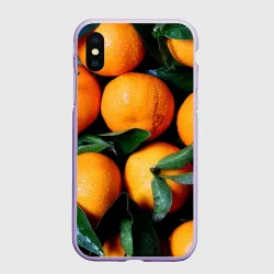 Чехол для iPhone XS Max матовый Гора мандаринов апельсинов и листьев на Новый год