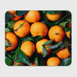 Прямоугольный коврик для мышки Гора мандаринов апельсинов и листьев на Новый год