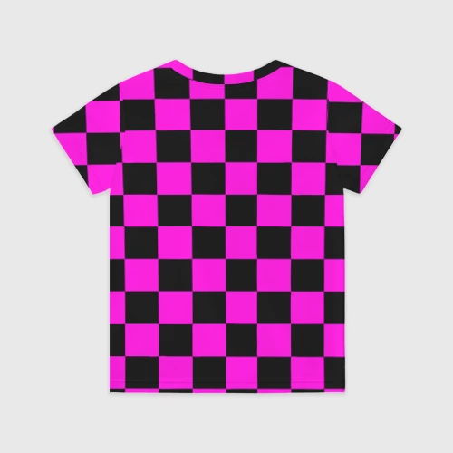 Детская футболка 3D с принтом Эмо шахматная клетка - неформальная мода, вид сзади #1
