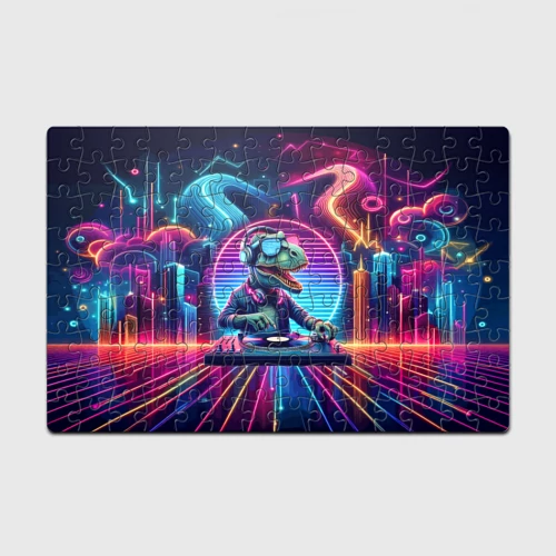 Головоломка Пазл магнитный 126 элементов Dino DJ - neon glow