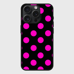 Чехол силиконовый для Apple iPhone 15 Pro матовый Эмо эстетика - черно розовый  горох