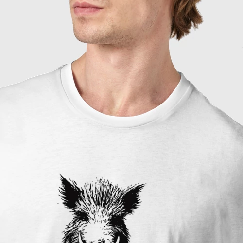 Мужская футболка хлопок с принтом Кабан рождён быть диким, фото #4