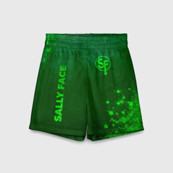 Детские спортивные шорты 3D Sally Face - green gradient вертикально
