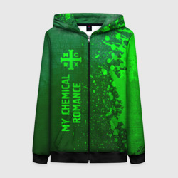 Женская толстовка 3D на молнии My Chemical Romance - green gradient по-вертикали