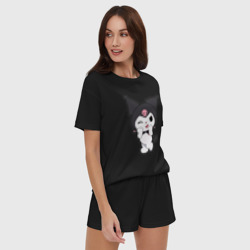 Женская пижама с шортиками хлопок Куроми и розовый череп - фото 2