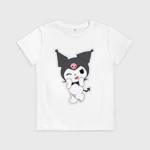 Детская футболка хлопок с принтом Куроми и розовый череп Детская футболка хлопок Куроми и розовый череп