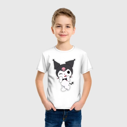 Детская футболка хлопок с принтом Куроми и розовый череп - картинка 5 Детская футболка хлопок Куроми и розовый череп - фото 5