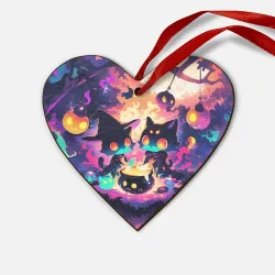 Деревянная игрушка Сердце 2 котика ведьмы