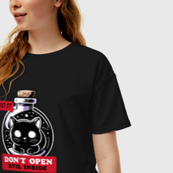 Женская футболка хлопок Oversize Don`t open evil inside - фото 2