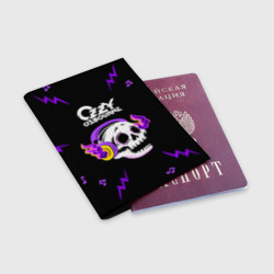 Обложка для паспорта матовая кожа Ozzy Osbourne неоновый череп - фото 2