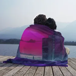 Плед 3D Synthwave неоновый город - фото 2