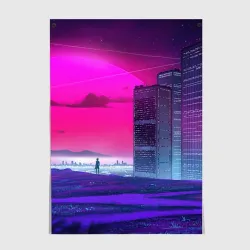 Постер Synthwave неоновый город