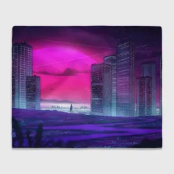 Плед 3D Synthwave неоновый город