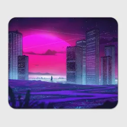Прямоугольный коврик для мышки Synthwave неоновый город