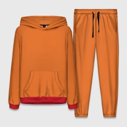 Женский костюм с толстовкой 3D Эмоция тревожность - оранжевый