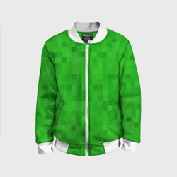 Детский бомбер 3D Крипер персонаж текстура пиксельная зеленая