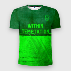 Мужская футболка 3D Slim Within Temptation - green gradient посередине