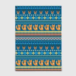 Постер Лисички и олени в стиле пиксельной вышивки - Ugly Christmas Sweater