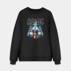 Мужской свитшот oversize без начеса хлопок AC DC Guitar