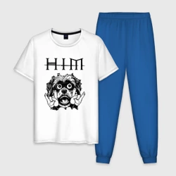 Мужская пижама с белой футболкой хлопок HIM - rock dog