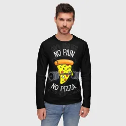 Мужской лонгслив 3D No pain - no pizza  - фото 2