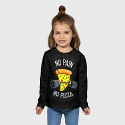 Детский лонгслив 3D No pain - no pizza  - фото 2