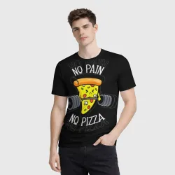 Мужская футболка 3D No pain - no pizza  - фото 2