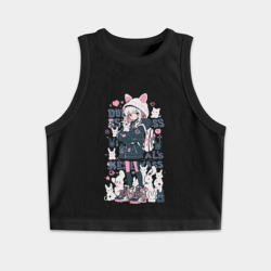 Женская укороченная майка-топ хлопок Chiaki Nanami - Neko Danganronpa