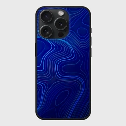 Чехол силиконовый для Apple iPhone 15 Pro Мax матовый Синяя топография