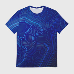 Мужская футболка 3D Синяя топография