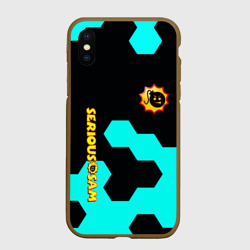 Чехол для iPhone XS Max матовый Serious Sam hexagon blue