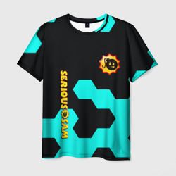 Мужская футболка 3D Serious Sam hexagon blue