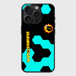 Чехол силиконовый для Apple iPhone 15 Pro матовый Serious Sam hexagon blue