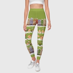 Леггинсы 3D Много капибар семьей на Новый год и Рождество - фото 2