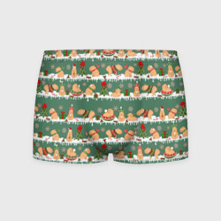 Мужские трусы 3D Много капибар на Новый год и Рождество