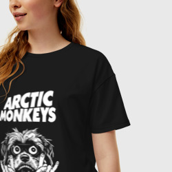 Женская футболка хлопок Oversize Arctic Monkeys rock dog - фото 2