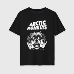 Женская футболка хлопок Oversize Arctic Monkeys rock dog