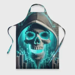 Фартук 3D Скелет в балахоне - граффити кибер-хакер