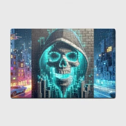 Головоломка Пазл магнитный 126 элементов Скелет в балахоне - граффити кибер-хакер