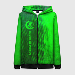 Женская толстовка 3D на молнии Angels of Death - green gradient по-вертикали