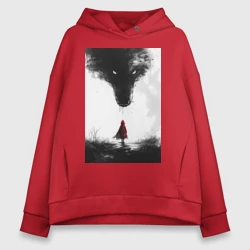 Женское худи Oversize хлопок Красная шапочка и волк