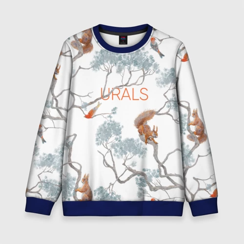 Детский свитшот 3D с принтом Уральский паттерн лес, вид спереди #2