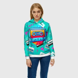 Женская толстовка 3D Кассеты и надпись 90s - фото 2