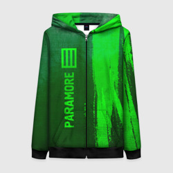 Женская толстовка 3D на молнии Paramore - green gradient по-вертикали