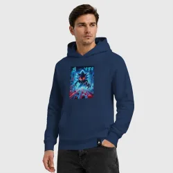 Мужская толстовка хлопок Hedgehog in neon metropolis - ai art - фото 2